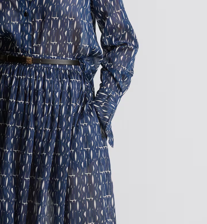 Dior Pleated Zipper Skirt In Blue