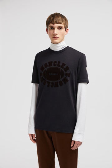 Moncler Football Pattern T-shirt In Blue