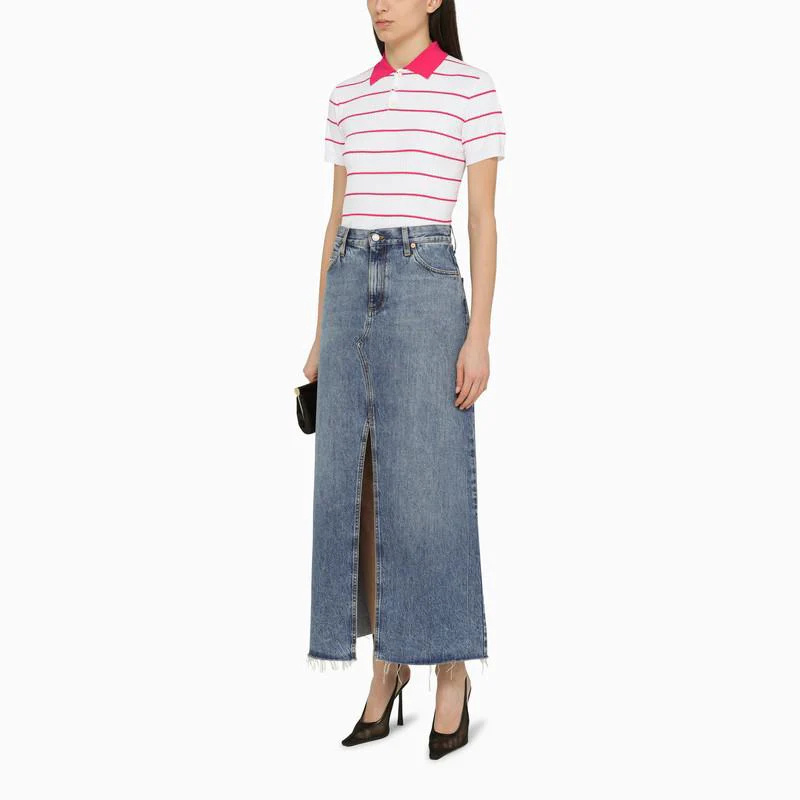 Dsquared2 Two-tone Striped Polo In White