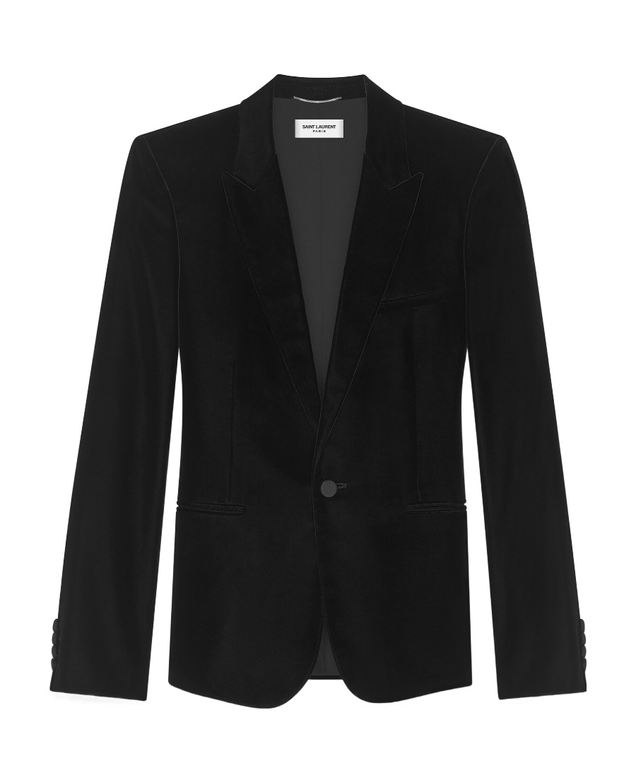 Saint Laurent Velvet-effect Single-breasted Blazer In Black