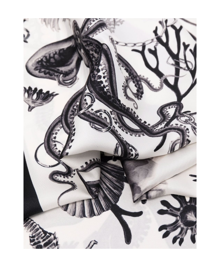 Alexander Mcqueen Sea Life-print Silk Scarf In Gray