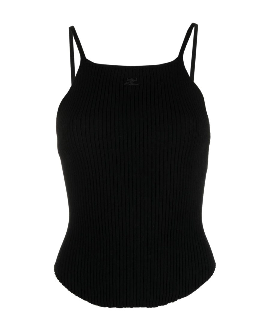 Shop Courrèges Holistic Ribbed-knit Tank Top In Black