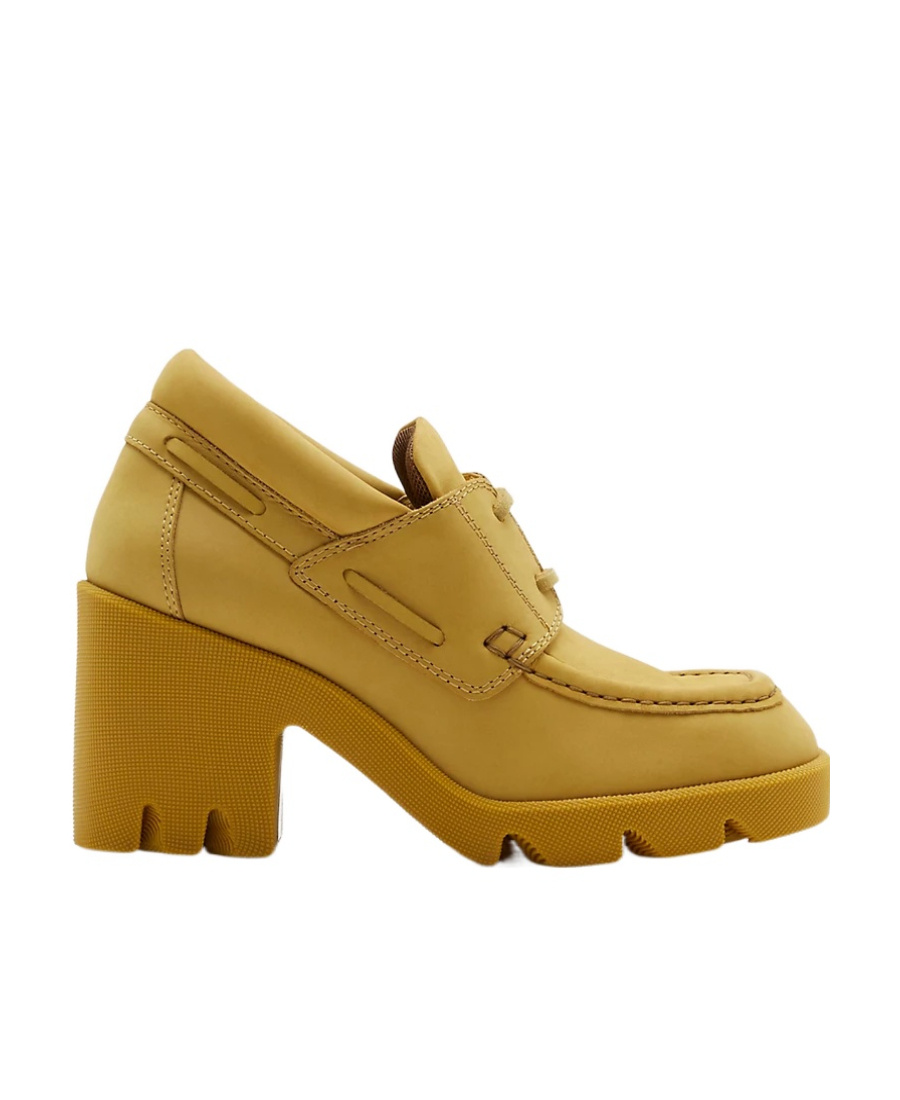 Burberry Nubuck Stride 65mm Loafers In Yellow