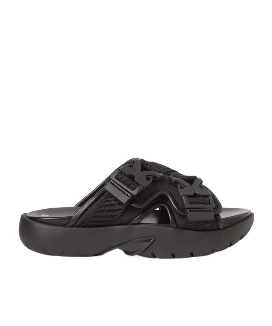 Bottega Veneta Buckle-detailed Slides In Black