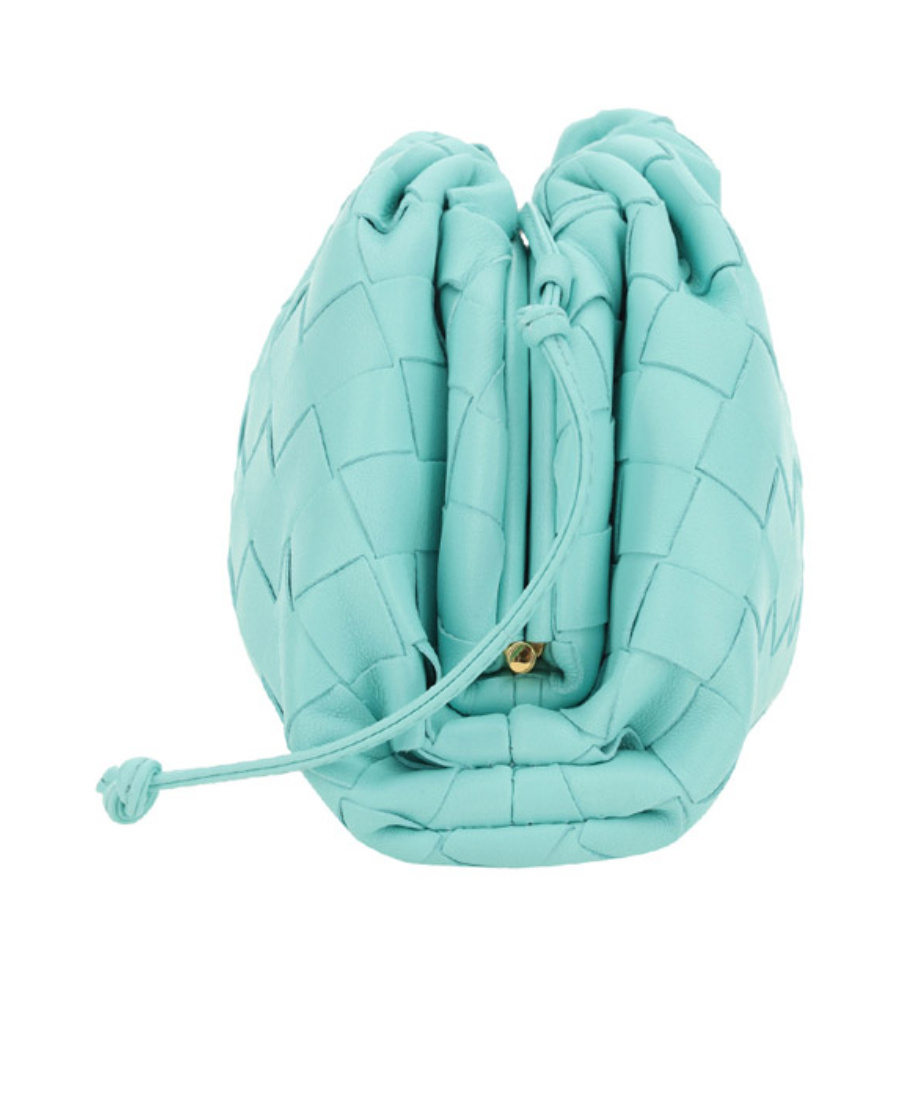 Bottega Veneta Mini Intrecciato Leather Clutch Bag In Blue