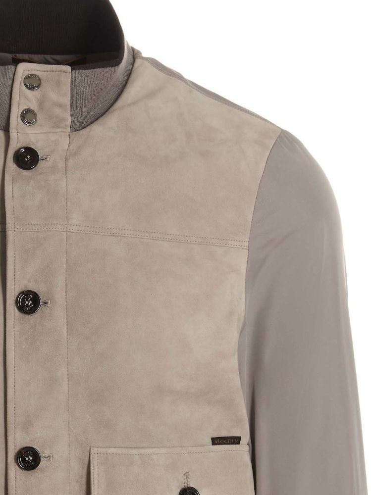 Moorer Bernie Bomber Jacket Front Pockets In Nude