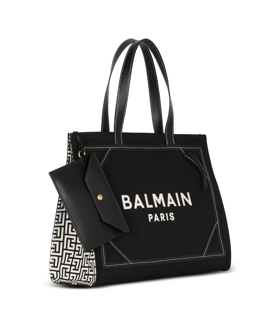 Balmain B-army 42 Canvas Tote Bag In Black
