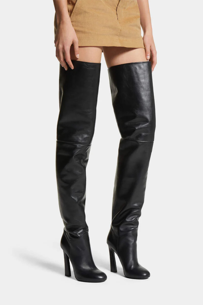 Dsquared2 Twin Over-the-knee Heeled Boots In Black