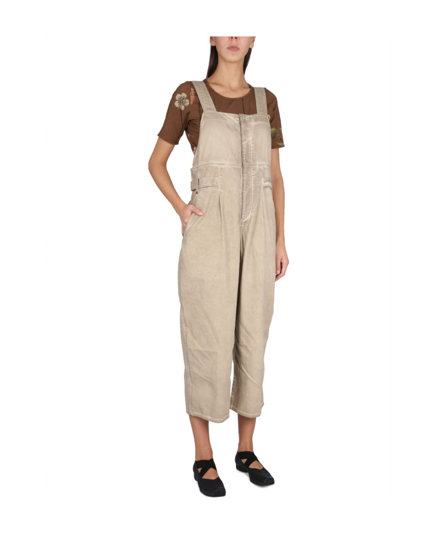 Uma Wang Relaxed-fit Wide-leg Salopette With Adjustable Straps In Nude
