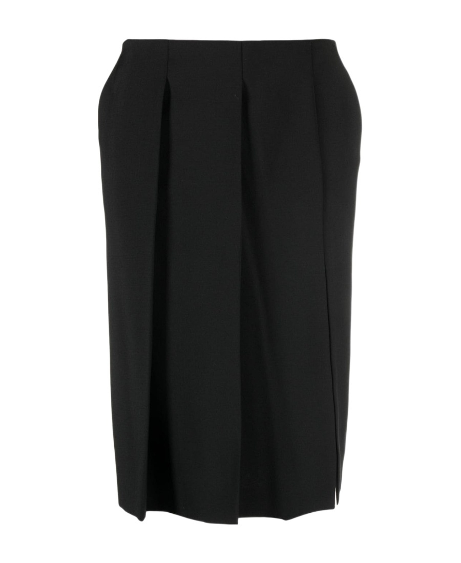 Sportmax Pleated Virgin Wool Skirt In Black