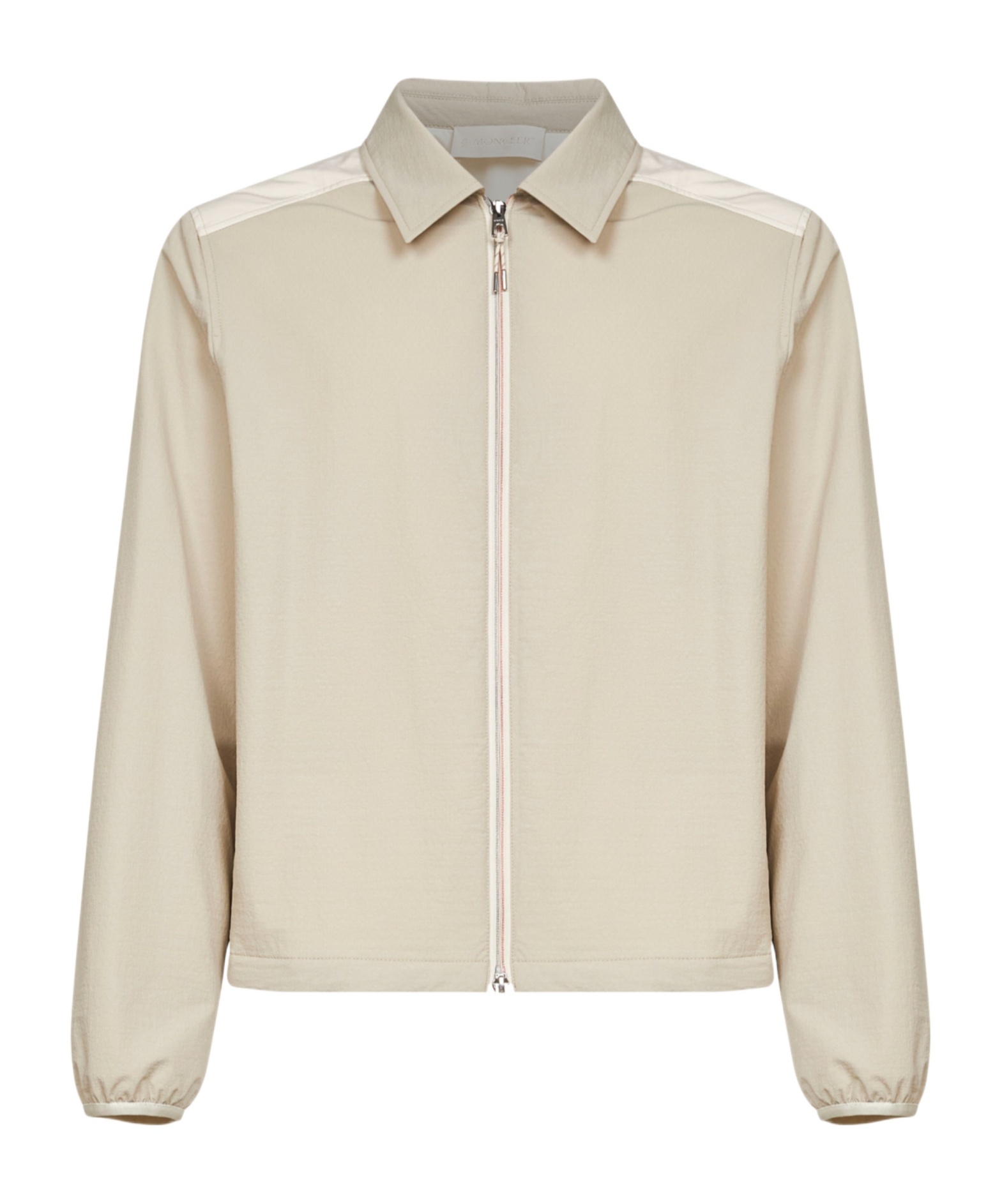 Moncler Double-slider Zip Seersucker Shirt In Neutral