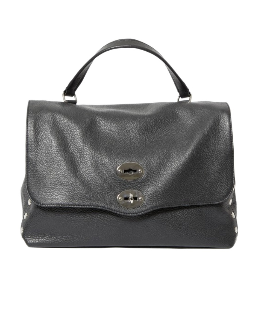 Zanellato Hammered Leather Small Tote With Twist-lock Closure In Black