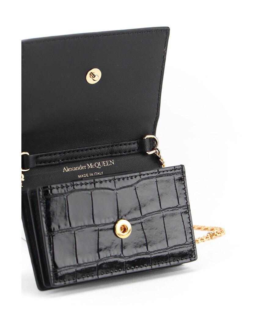 Shop Alexander Mcqueen Skull-stud Chain Wallet In Black