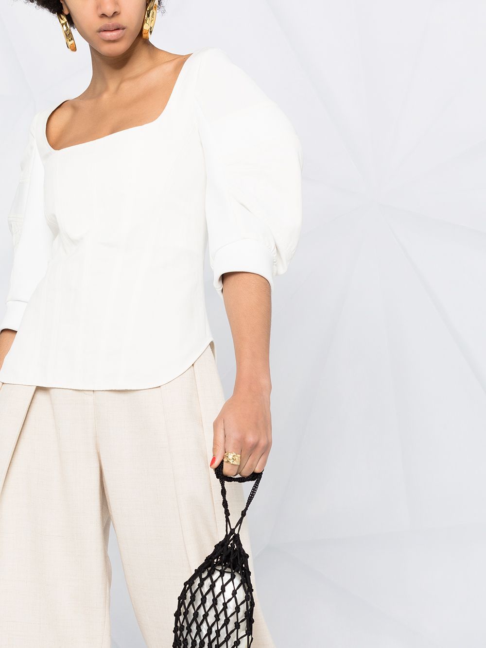 Stella Mccartney Ladies Fiona Puff-sleeve Blouse In Nude