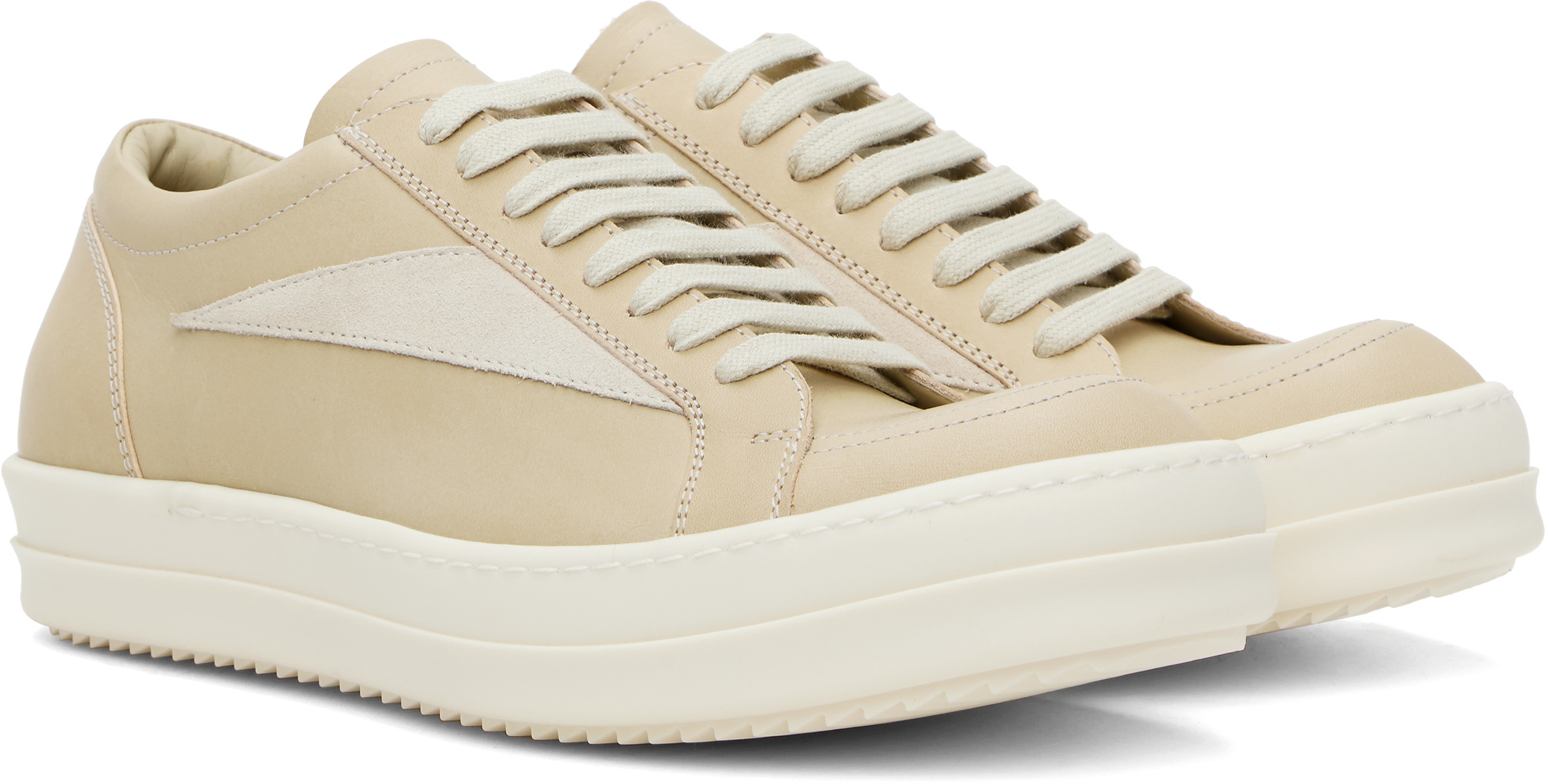 Rick Owens Hollywood Vintage Sneakers Parchment And Milk In Nude