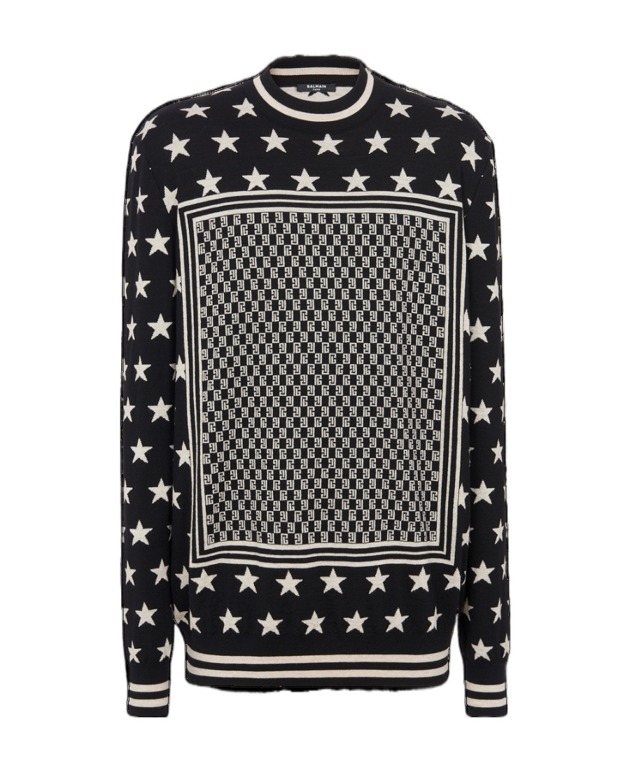 BALMAIN MINI MONOGRAM STARS JUMPER