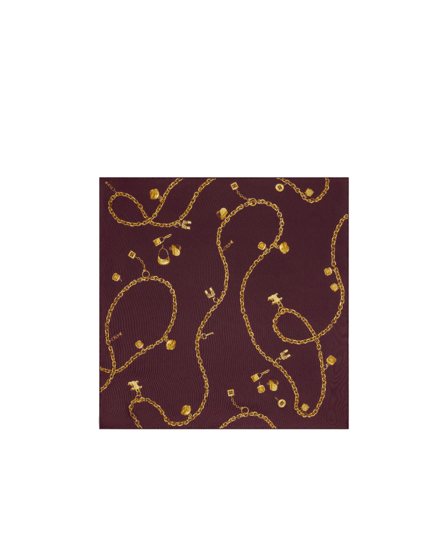Celine Chain Printed Headscarf In Red