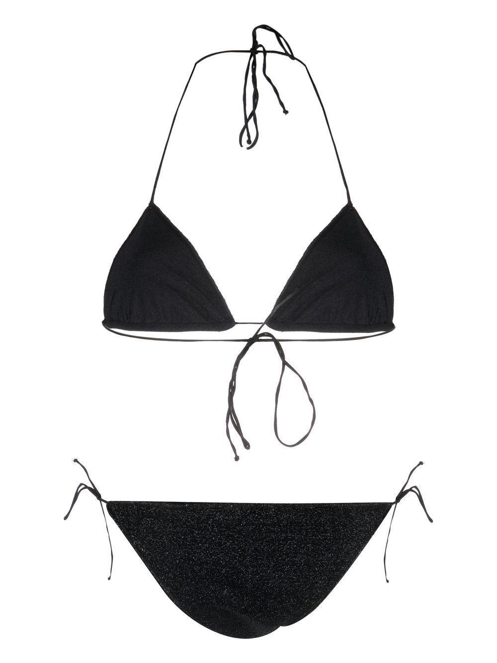 Oseree Metallic-one-tone Bikini In Black