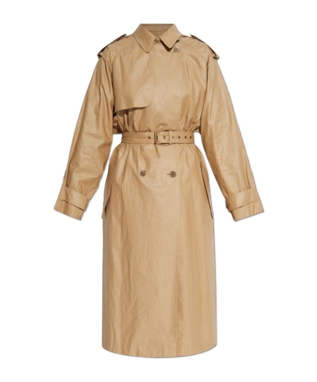 Isabel Marant Freanne Long Trench Coat In Nude