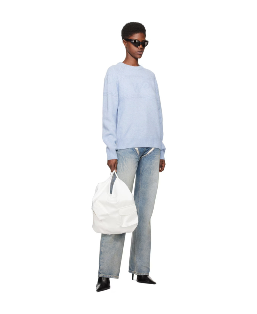 We11 Done Round Neck Long-sleeved Sweater In Blue