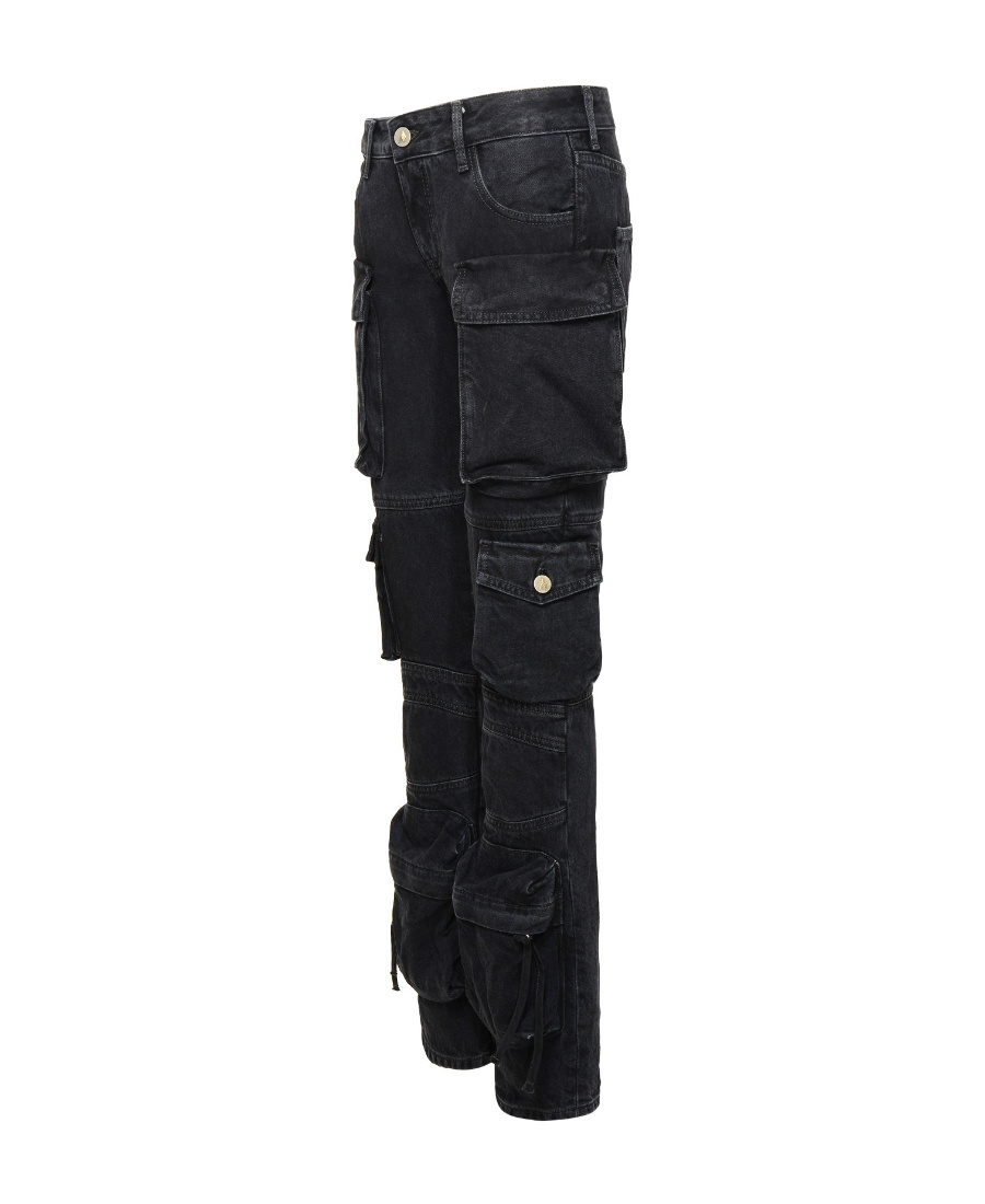 Attico Essie Flared Cargo Pants In Black