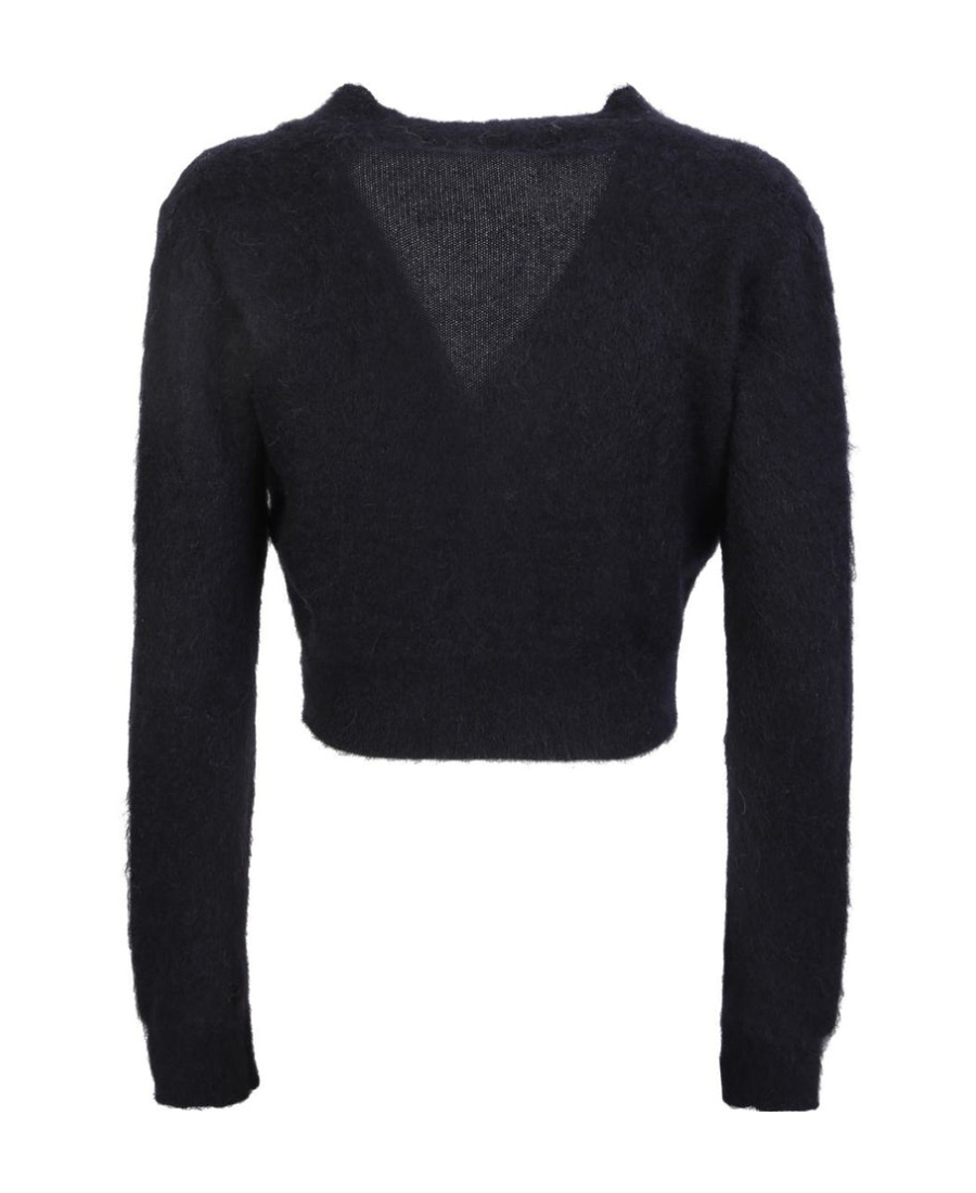 Fabiana Filippi Black Mohair Wool Short Cardigan With 3 Buttons In Black