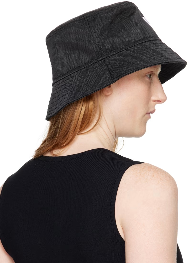 Marine Serre Logo-embroidered Cotton Bucket Hat In Black