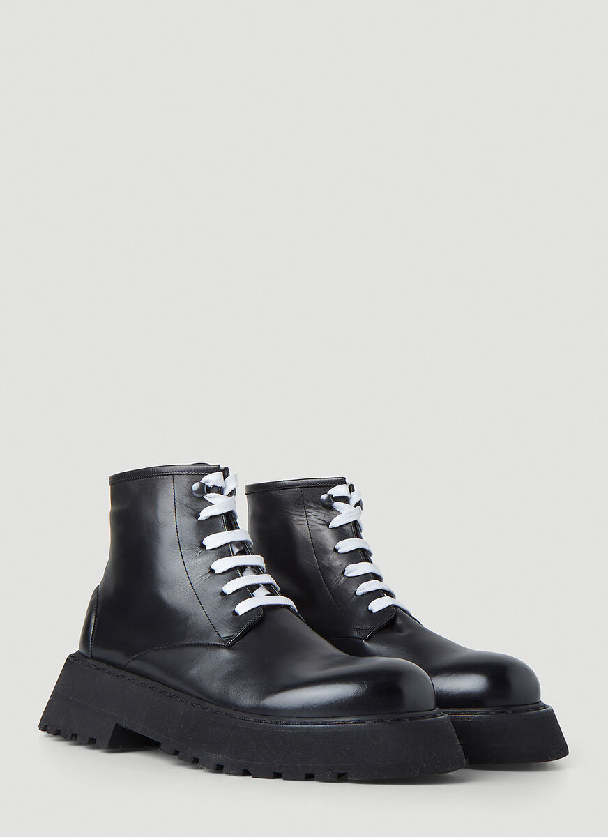Shop Marsèll Micarro Leather Platform Ankle Boots In Black