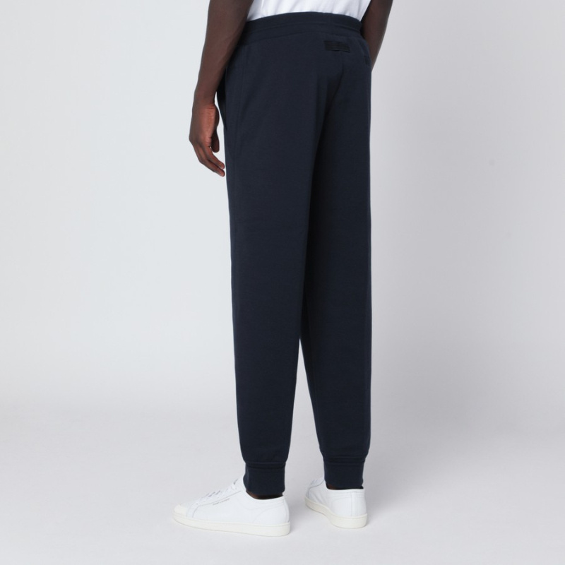 Zegna Wool Blend Jogging Trousers With Elastic Waistband In Blue