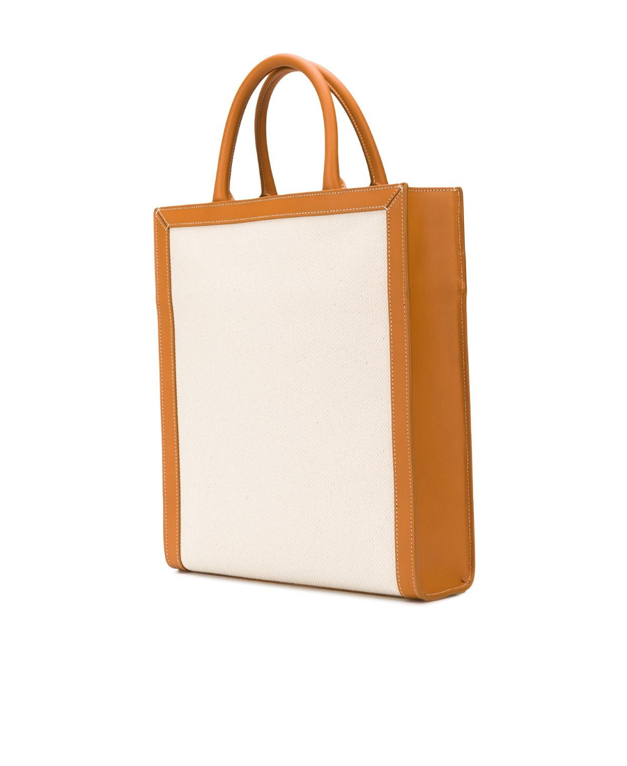 Celine Tan Vertical Small Tote In White