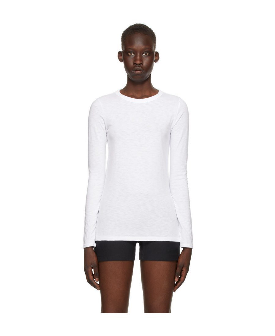 Rag & Bone Logo Round Collar Long-sleeved T-shirt In White