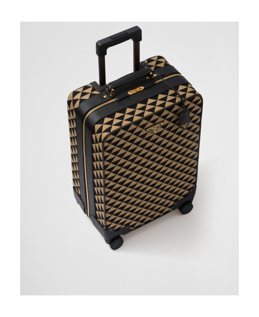 PRADA PRADA SYMBOLE EMBROIDERED JACQUARD FABRIC TROLLEY