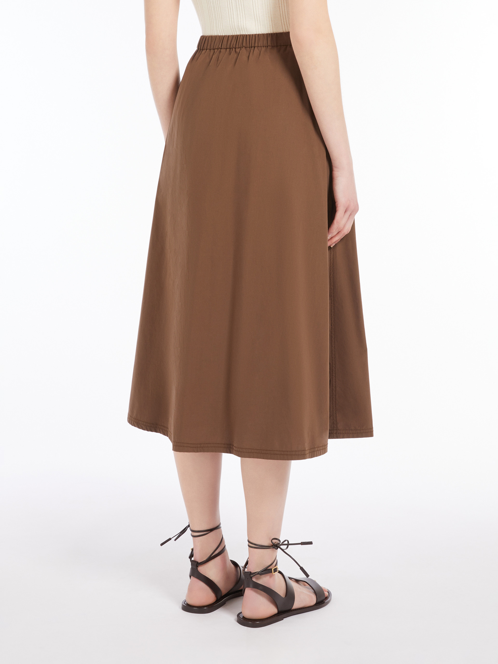 Weekend Max Mara Max Mara Weekend Pure Cotton Poplin Midi Skirt In Brown