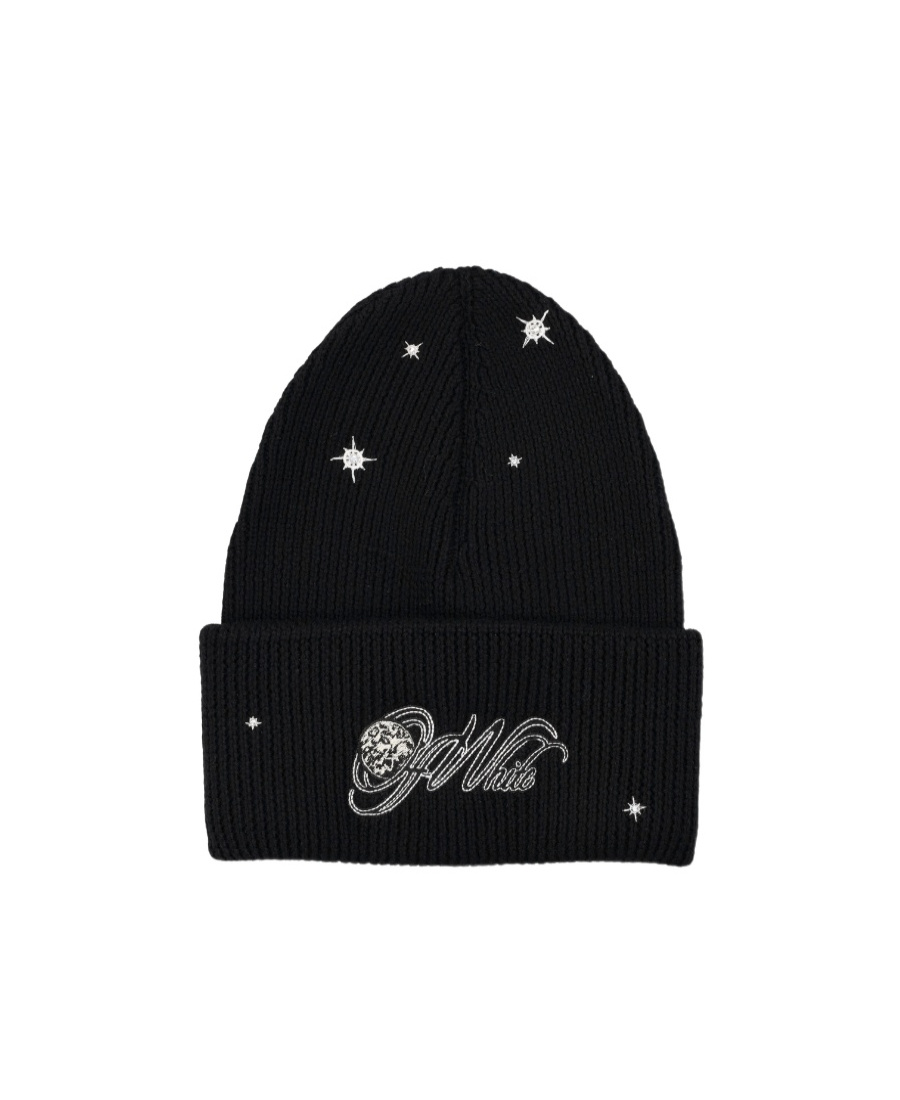 OFF-WHITE CRYSTAL-EMBELLISHED LOGO BEANIE