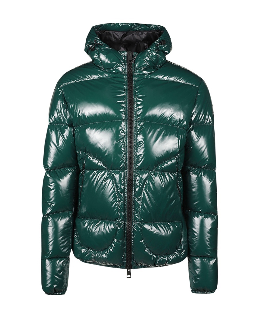 Herno Logo Patch Zip-up Padded Jacket In Green