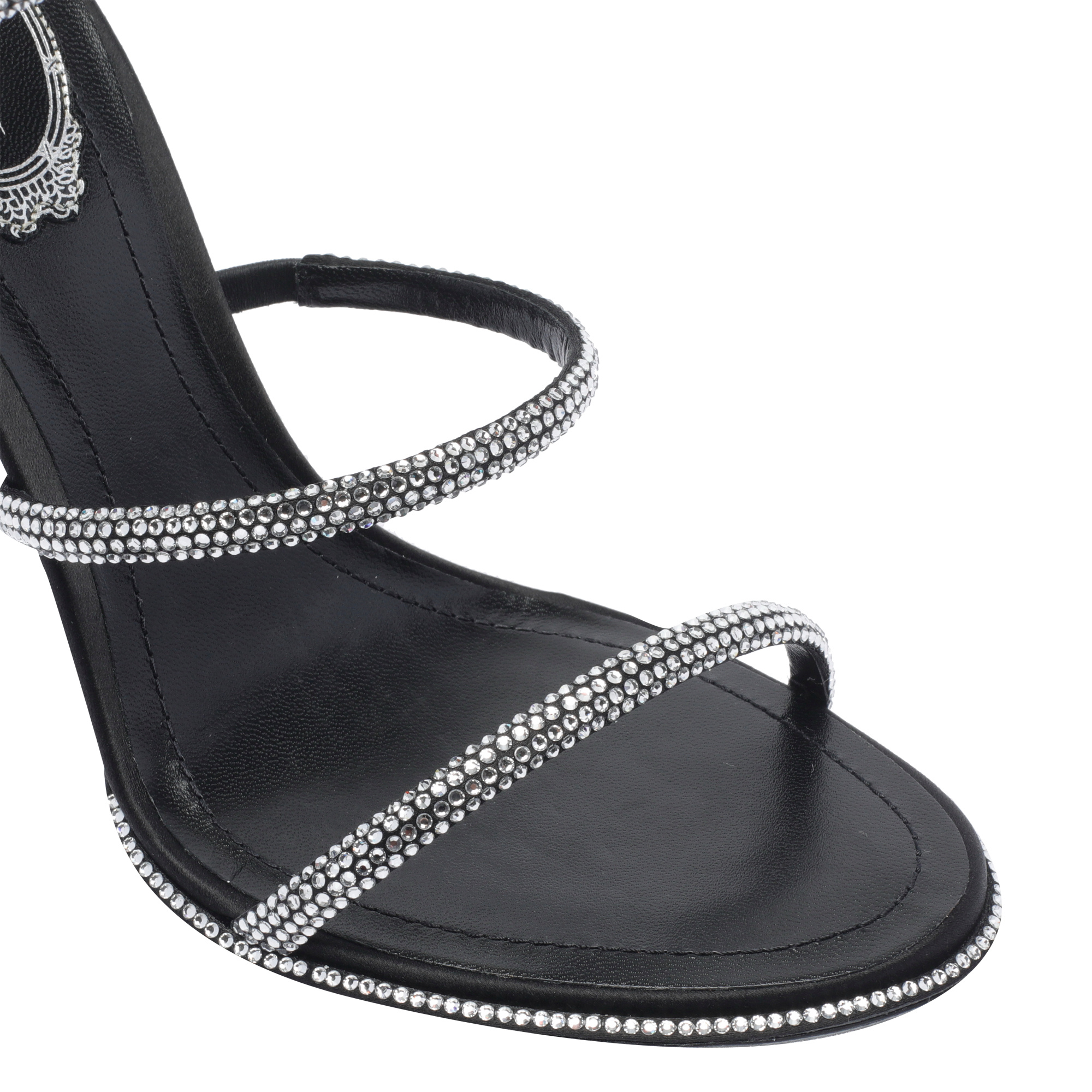 René Caovilla Round Toe High Heel Sandals In Black