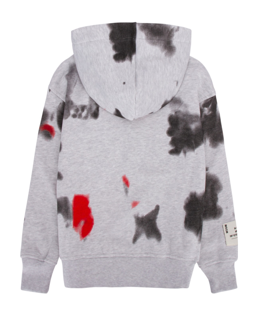 Msgm Tie-dye Print Logo Hoodie In Gray