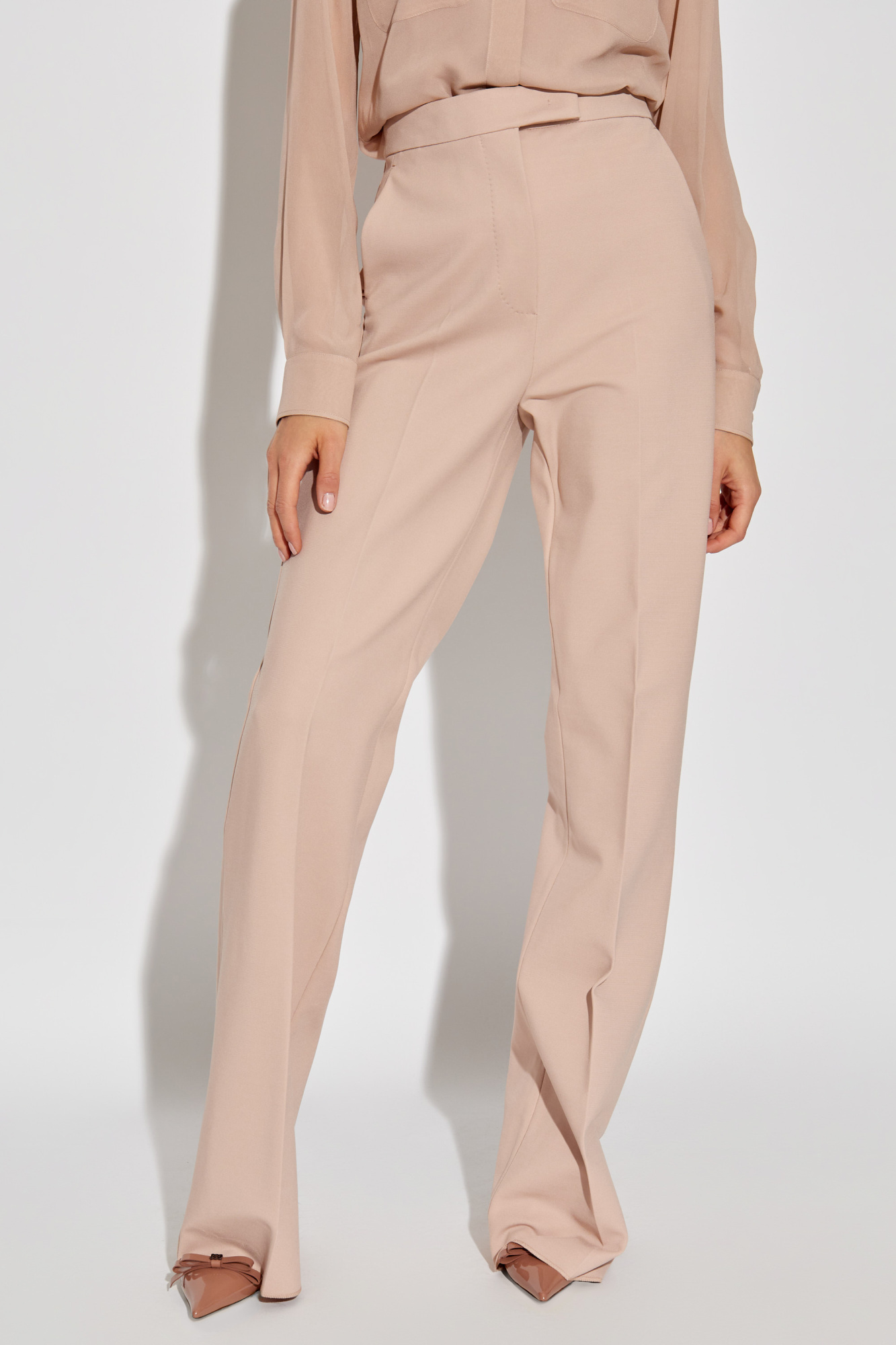 Max Mara High-waisted Casual Pants In Nude