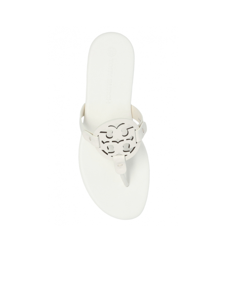 Tory Burch Miller Soft Leather Thong Sandals In White