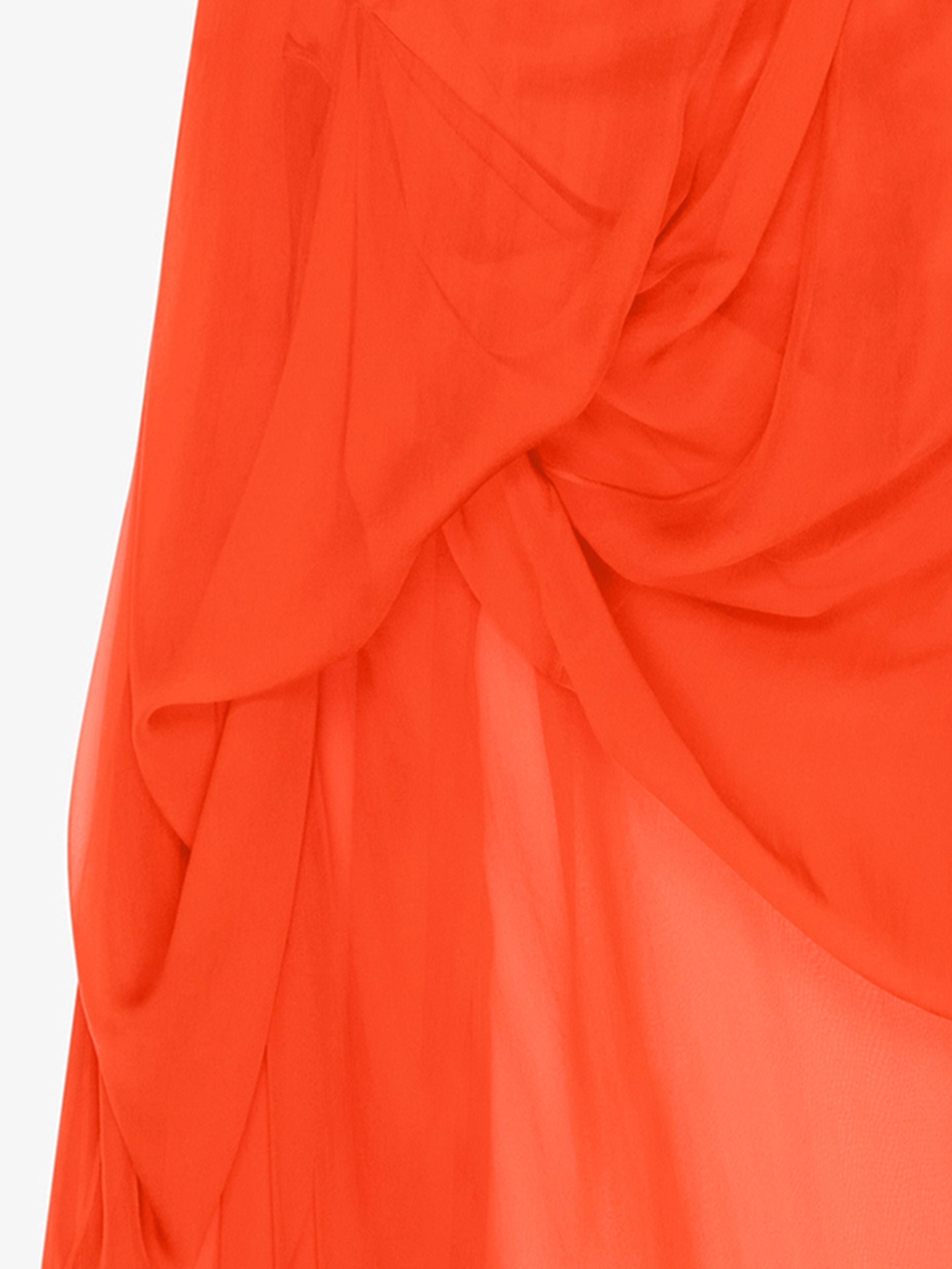 Givenchy Draped Strapless Dress In Silk Chiffon In Orange
