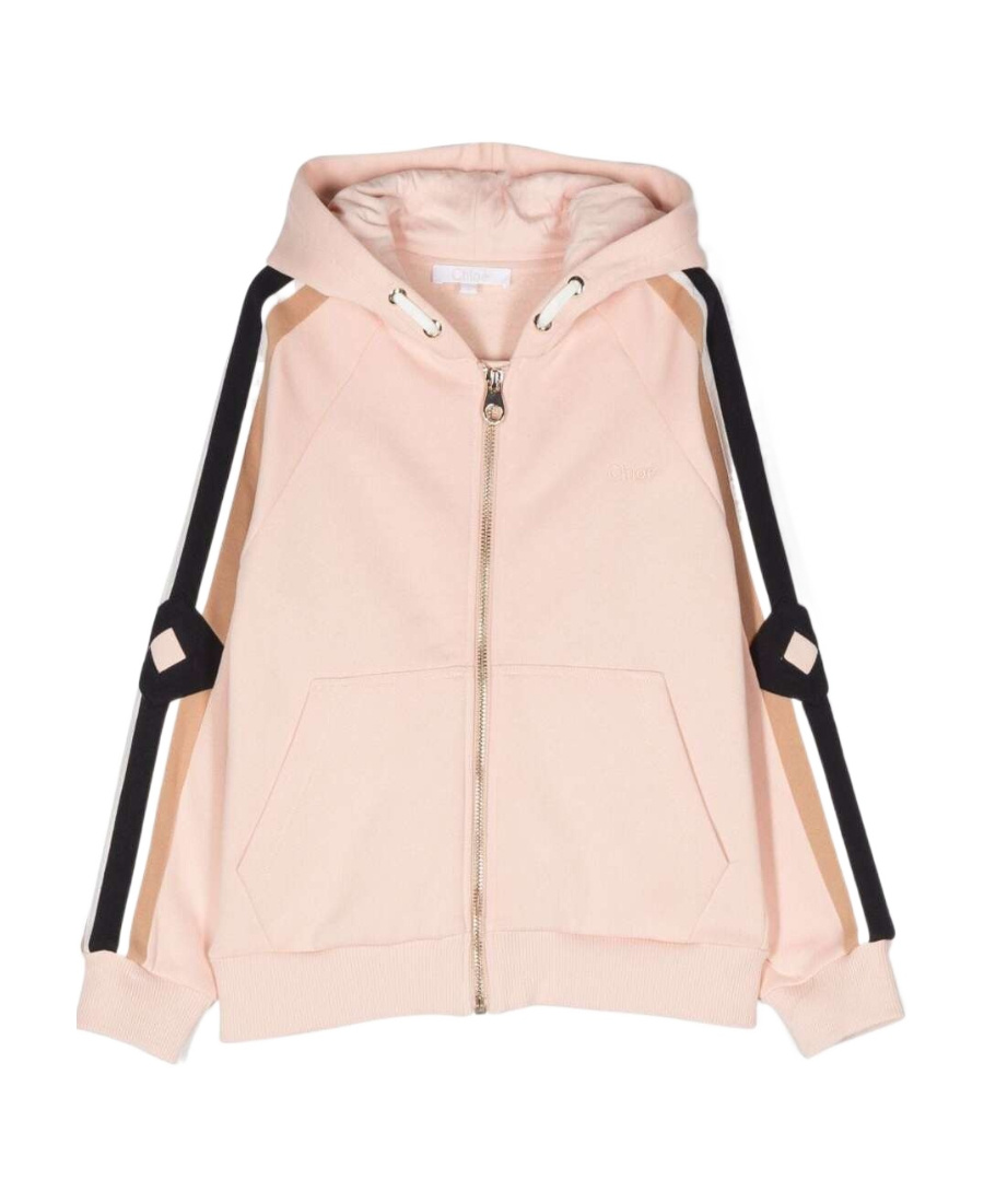 Chloé Striped-edge Hooded Jacket In Nude