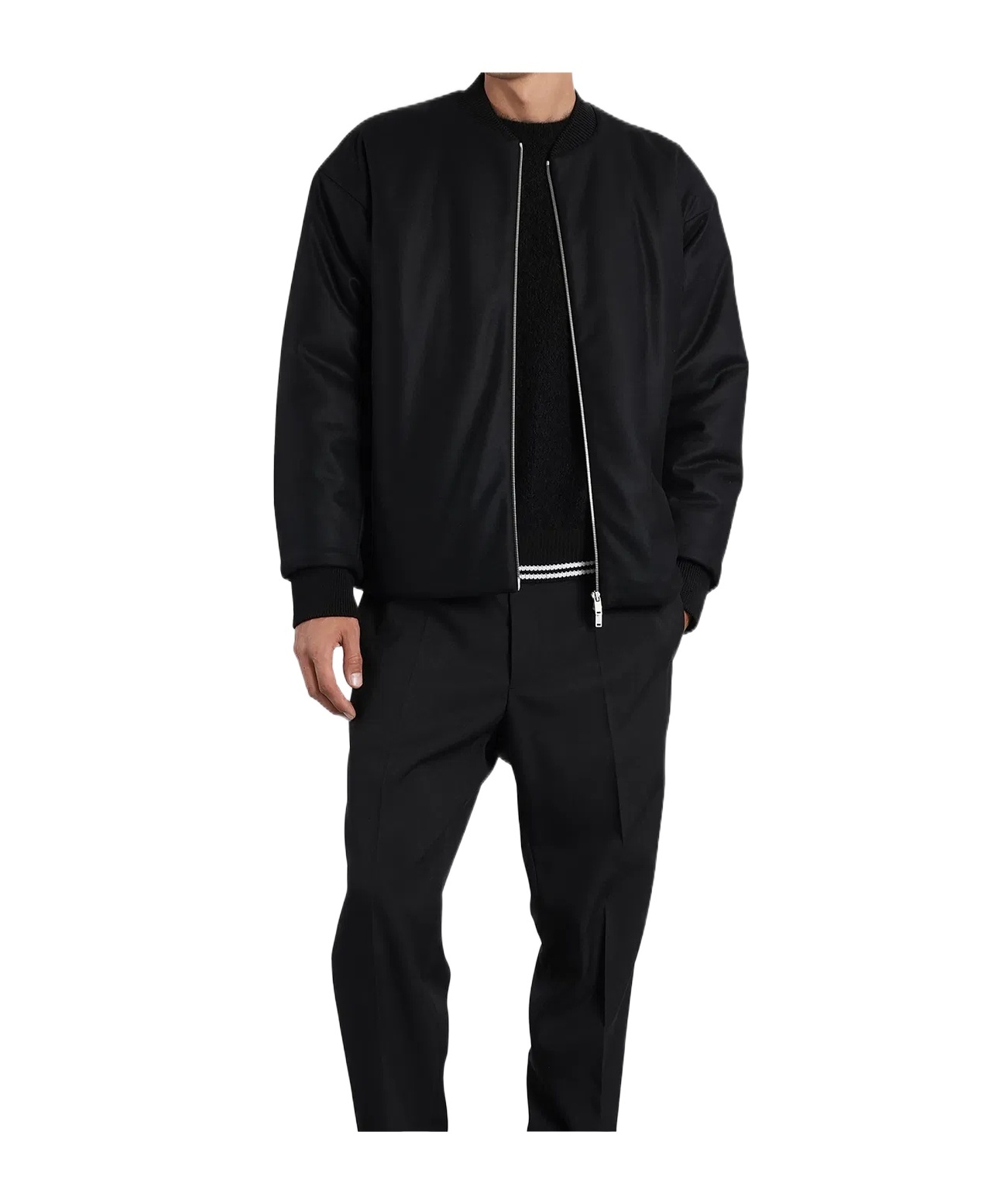 Jil Sander Blouson 05 Bomber Jacket In Black Wool In Black