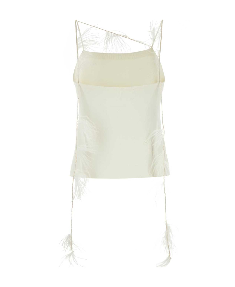 Jil Sander Feather-trim Camisole Top In White