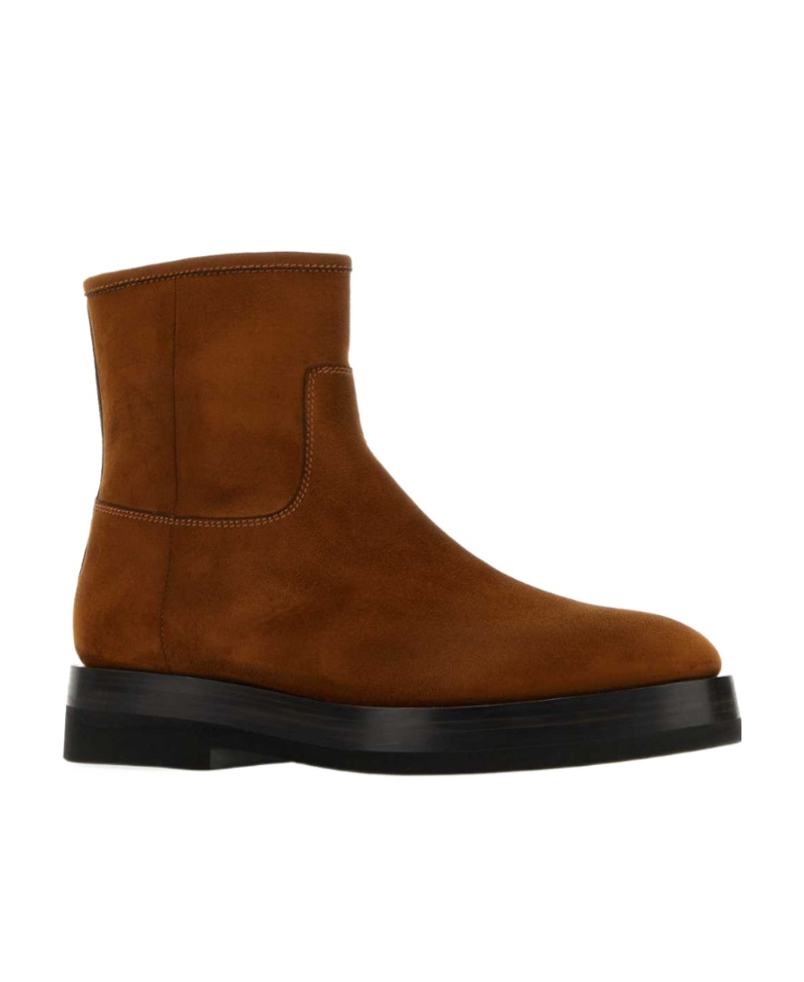 Santoni Suede Ankle Boots With Block Heel In Brown