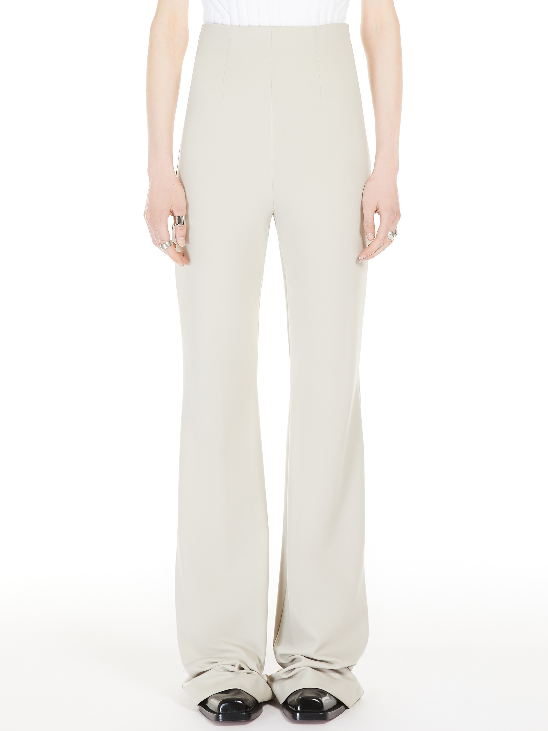 Shop Sportmax High-waisted Scuba Jersey Trousers In White