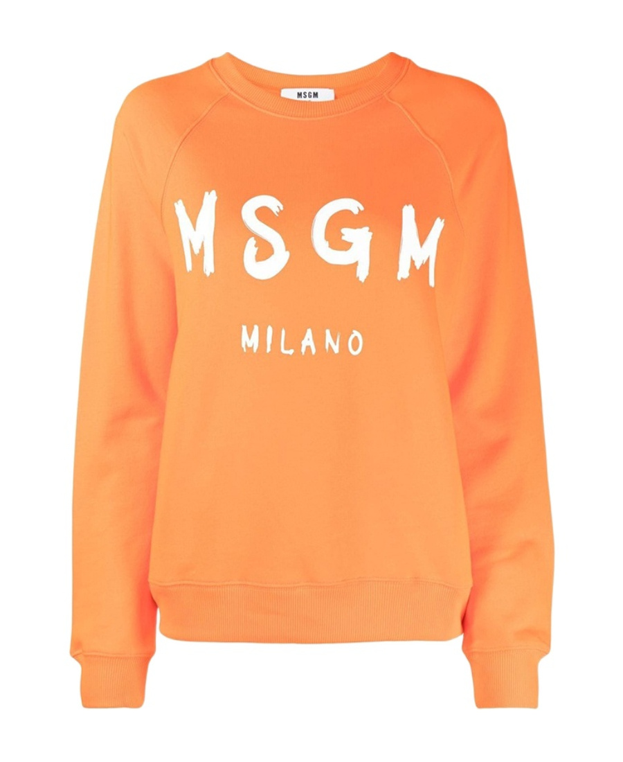 Msgm Logo-print Crew-neck Sweatshirt In Orange