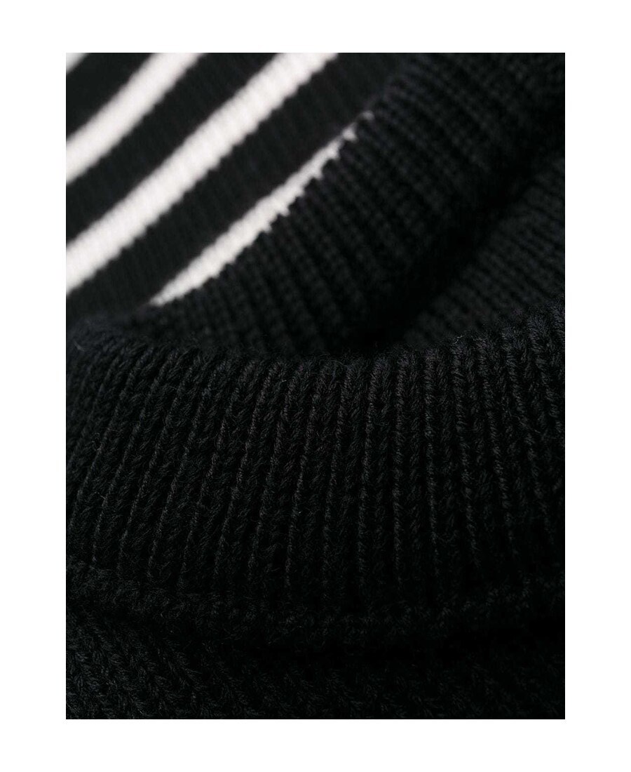 Saint Laurent Buttoned-shoulder Striped Jumper In Black