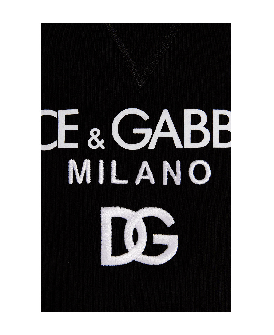 Dolce & Gabbana Cotton Sweatshirt With Frontal Logo In Black