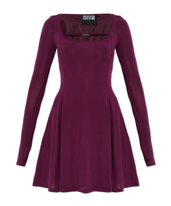 Versace Jeans Long Sleeve Dress In Purple