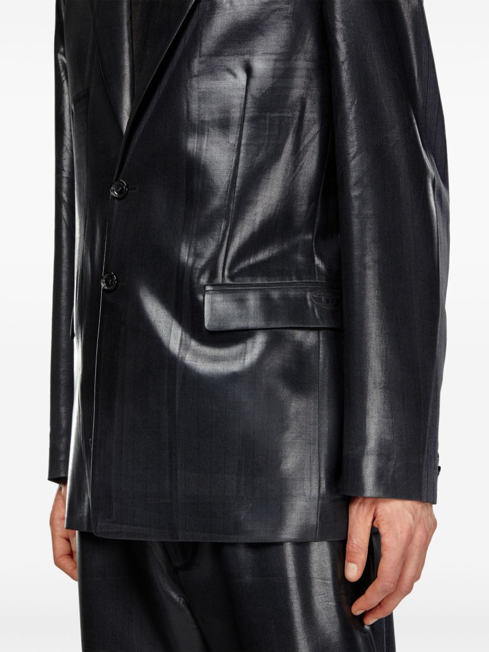 Shop Diesel J-stanley Coated-finish Blazer In Black